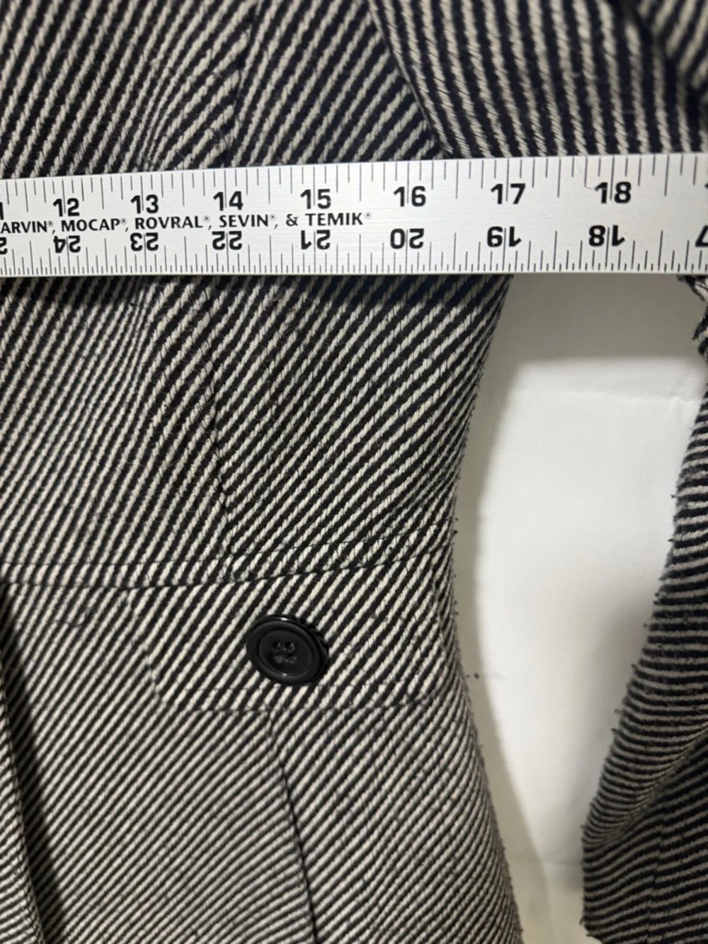 Isabella Demarco Black & White Herringbone Wool-Blend Pea Coat - Picture 3 of 6